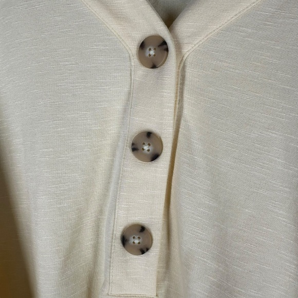 J Jill S Small Petites Pastel Yellow Pullover Top Button Comfort Cozy Casual - Picture 7 of 12